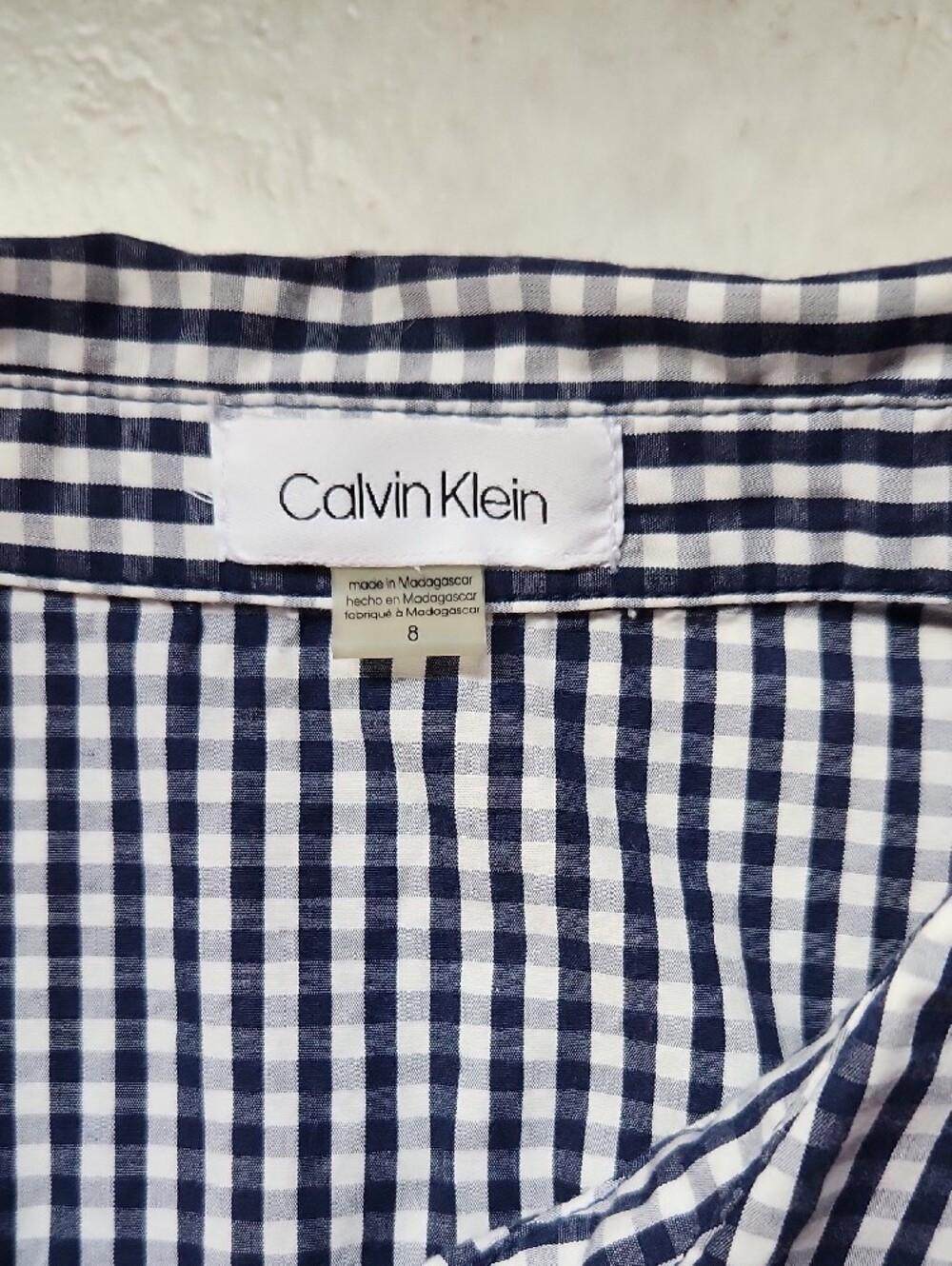 Calvin Klein Black and White Gingham Midi Shirt Dress - Picture 2 of 2